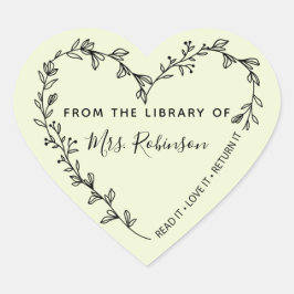 Bibliothek für Blumenkreide Herz-Aufkleber