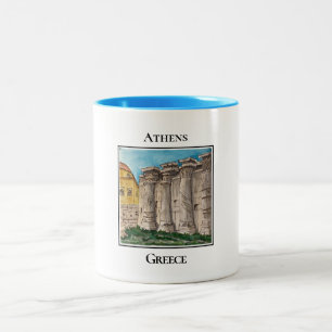 Bibliothek Hadrian Columns, Athen, Griechenland Zweifarbige Tasse