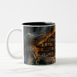 Bibliothek im 3D-Stil von Woods Zweifarbige Tasse