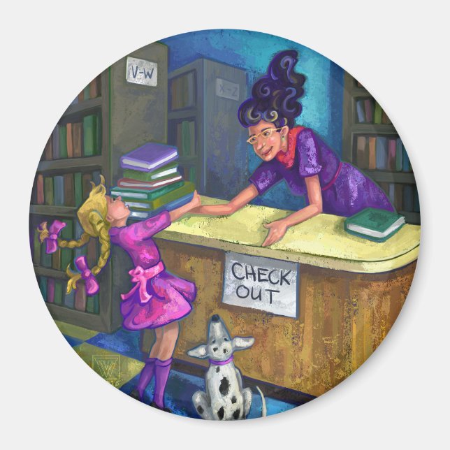 Bibliothek Karo Out Artwork Magnet (Vorne)