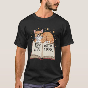 Bibliothek Katze Buchliebhaber Bücherwurm Literatu T-Shirt