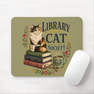 Bibliothek Katzen Gesellschaft Buchliebende Dreifa Mousepad