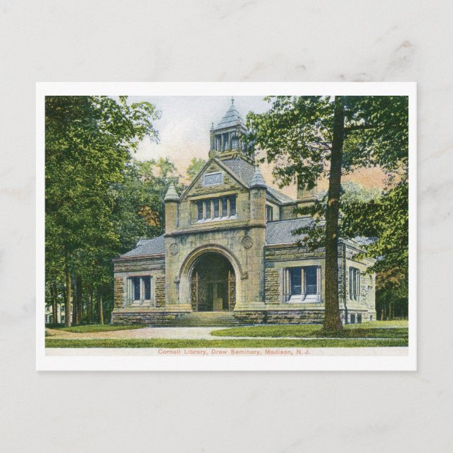 Bibliothek, Madison, New Jersey Vintag Postkarte (Vorderseite)