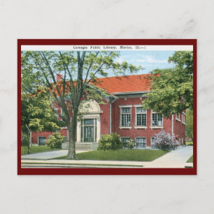 Bibliothek, Marion, Illinois Vintage Postkarte