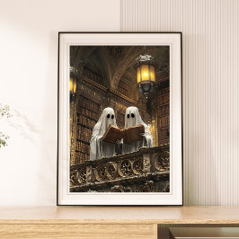 Bibliothek mit Vintagen antiken Ghost-Büchern lese Poster