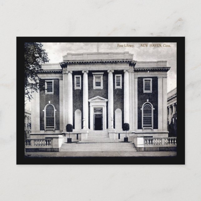 Bibliothek, New Haven, Connecticut Vintag Postkarte (Vorderseite)