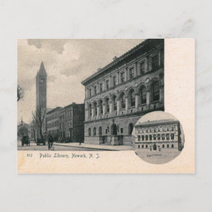 Bibliothek, Newark, NJ Vintage Postkarte