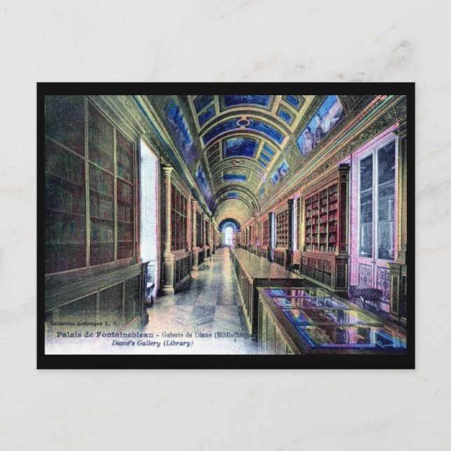 Bibliothek, Palais de Fontainebleau, Frankreich 19 Postkarte (Vorderseite)
