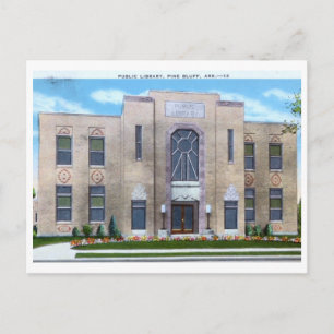 Bibliothek, Pine Bluff, Arkansas Vintage Postkarte