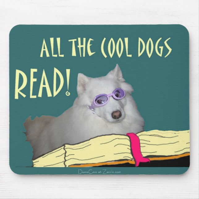 Bibliothek - Samoyed - coole Hunde las Bildung Mousepad (Vorne)