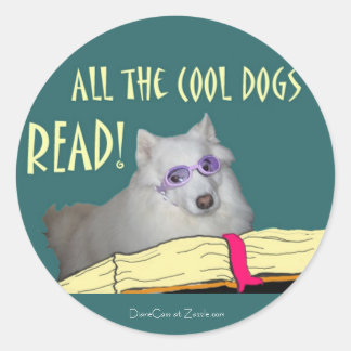 Bibliothek - Samoyed - Coole Hunde Lesen Runder Aufkleber