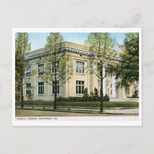 Bibliothek, Savannah, GA Vintag Postkarte
