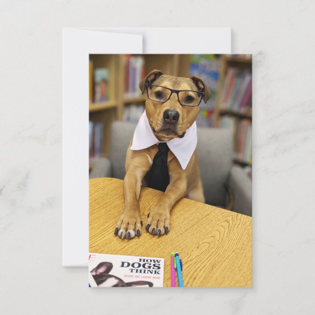 Bibliothek smart brillbook Funny Dog Foto Card Dankeskarte (Vorderseite)