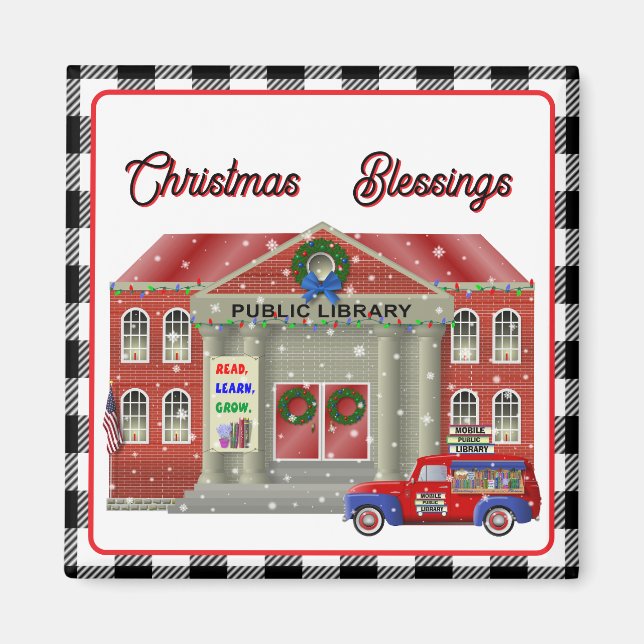 Bibliothek und kleine Bibliothek mit rotem LKW Magnet (Vorne)