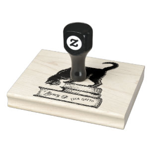 Bibliothek von Gatto Katzen Buchbesitz Holzstempel Gummistempel