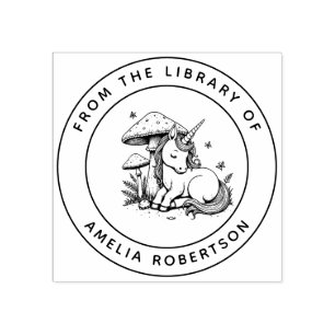 Bibliothek Whimsisschläfer Unicorn Pilzsaal Gummistempel