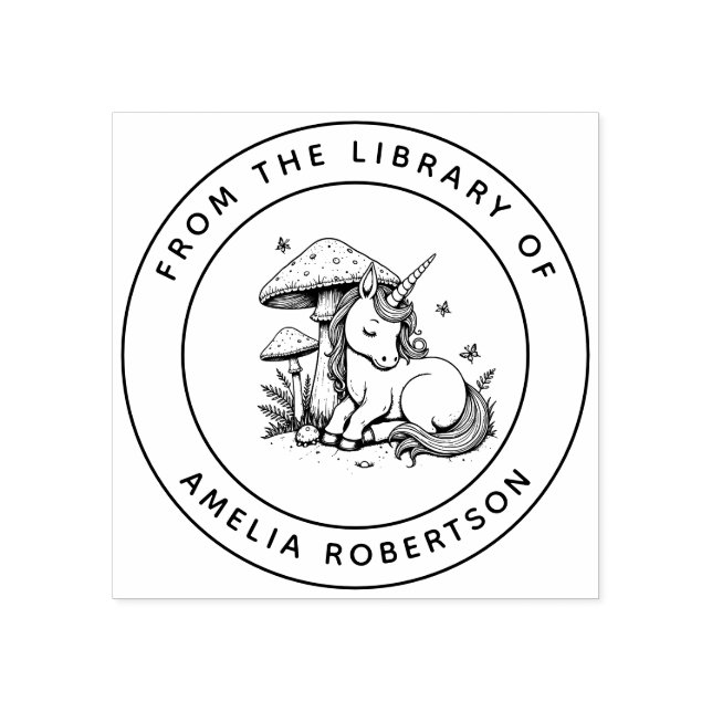 Bibliothek Whimsisschläfer Unicorn Pilzsaal Gummistempel (Prägung)