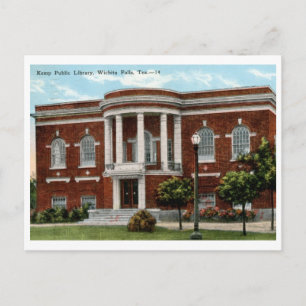 Bibliothek, Wichita Falls, TX Vintage Postkarte