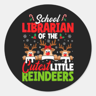 Bibliothekar der Niedlichen Weihnachtsschule für R Runder Aufkleber