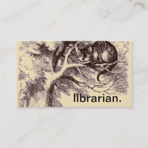 Bibliothekar Grinsekatze Alice im Wunderland Visitenkarte