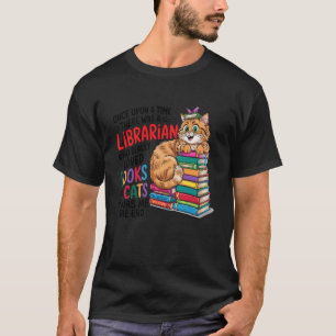 Bibliothekar liebte Bücher und Katzen, die für den T-Shirt