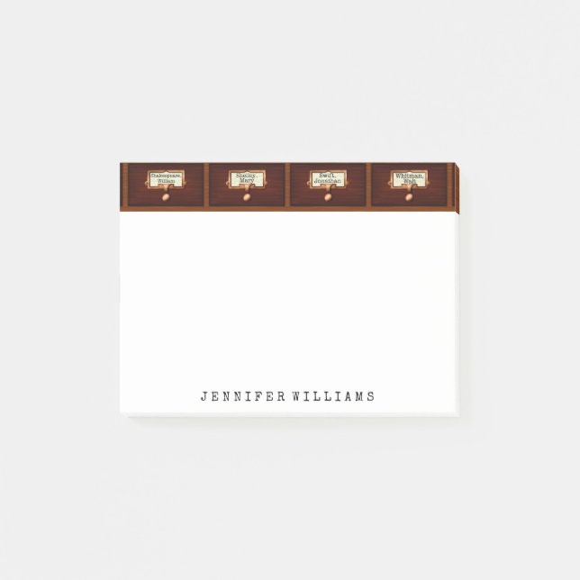 Bibliothekdatei Kabinett Englisch Lehrer Schriftst Post-it Klebezettel (Vorderseite)