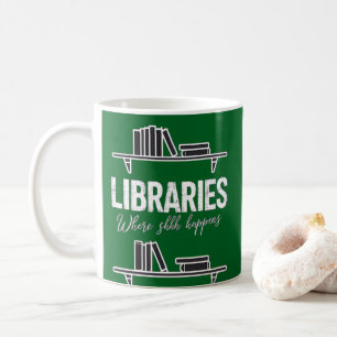 Bibliotheken, in denen Shhh ein lustiges Buch lese Kaffeetasse