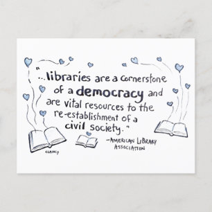 Bibliotheken sind Demokratie Feiertagspostkarte