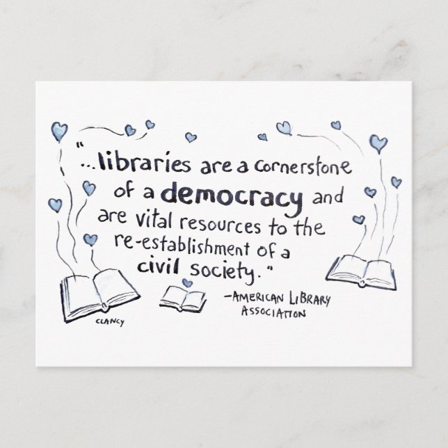 Bibliotheken sind Demokratie Feiertagspostkarte (Vorderseite)