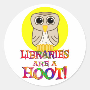 Bibliotheken sind ein Hoot Runder Aufkleber