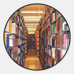 Bibliotheks-Stapel Runder Aufkleber
