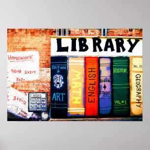 Bibliotheks-Wand-Graffiti-Plakat Poster