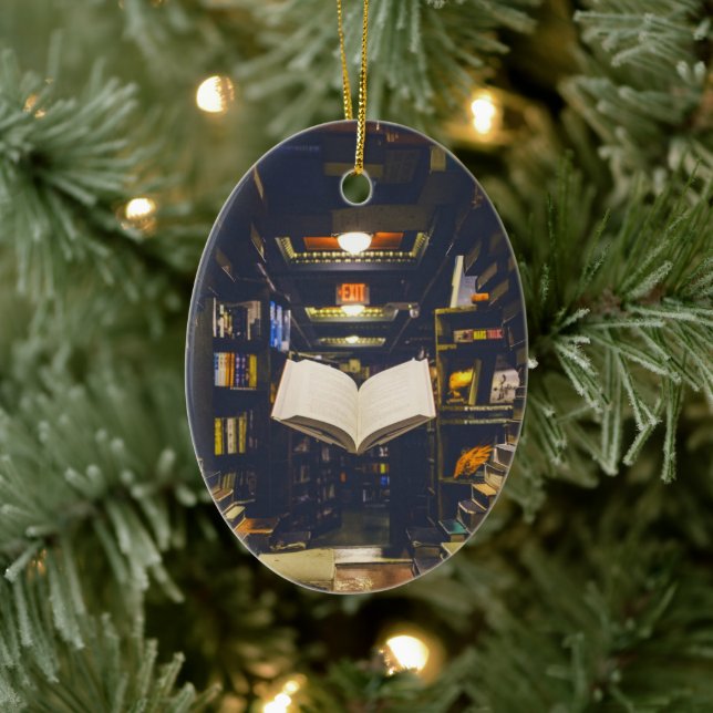 Bibliotheksbücher - Bücherregale im offenen Buch l Keramik Ornament (Baum)