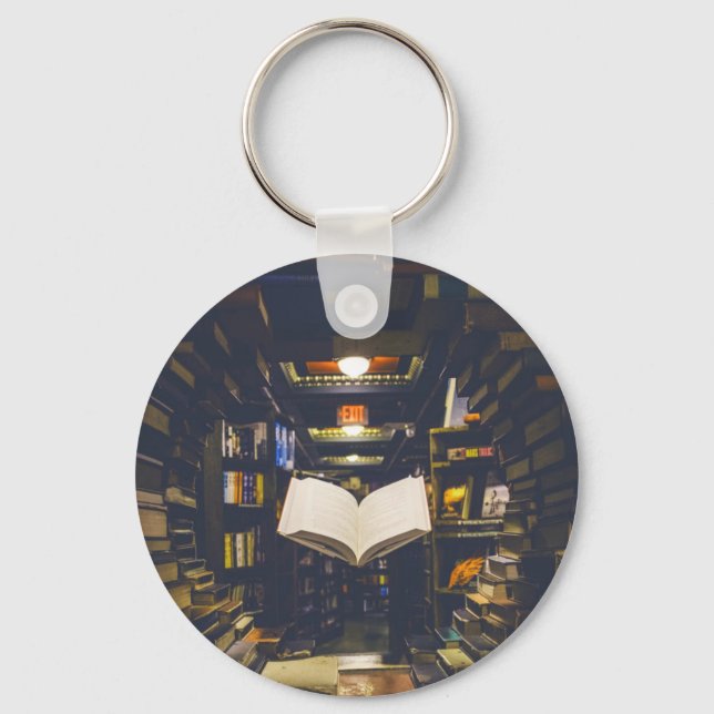 Bibliotheksbücher - Bücherregale im offenen Buch l Schlüsselanhänger (Vorderseite)
