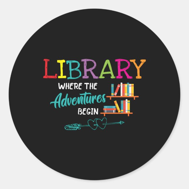 Bibliotheksbücher, in denen Abenteuer beginnen Rea Runder Aufkleber (Vorderseite)