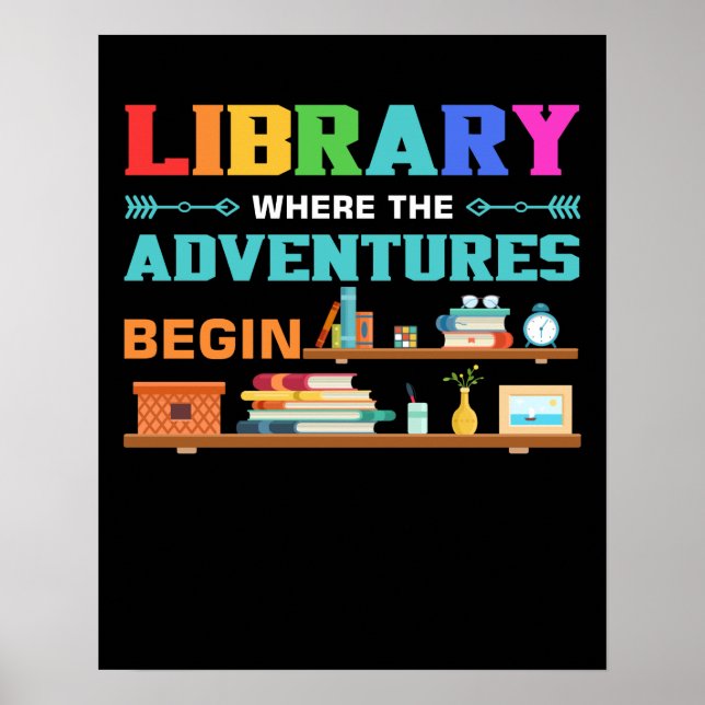 Bibliotheksbücher, in denen das Abenteuer beginnt Poster (Vorne)