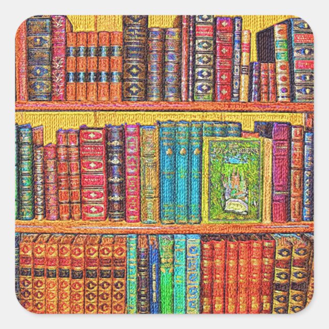 Bibliotheksbücher Quadratischer Aufkleber (Vorderseite)