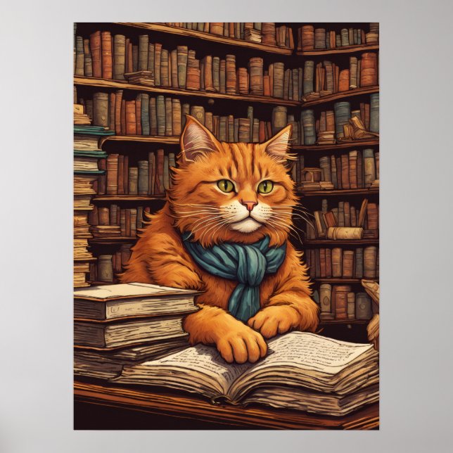 Bibliothekskatze #17 Poster (Vorne)