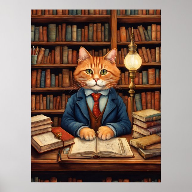 Bibliothekskatze #3 Poster (Vorne)