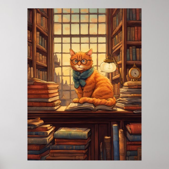 Bibliothekskatze #4 Poster (Vorne)