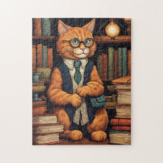 Bibliothekskatze #6 Puzzle (Vertikal)