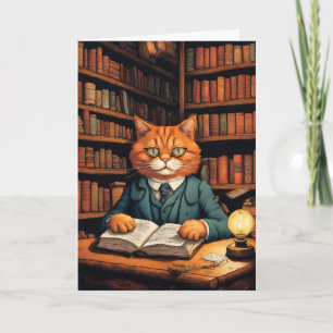 Bibliothekskatze #7 Grußkarte Karte