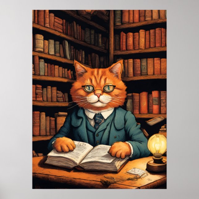 Bibliothekskatze #7 Poster (Vorne)