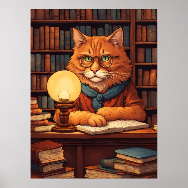 Bibliothekskatze #9 Poster (Vorne)
