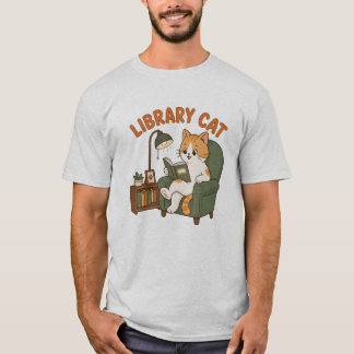 Bibliothekskatze liest Buch Süße Katzenliebhaber-I T-Shirt