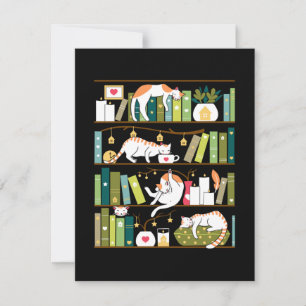 Bibliothekskatzen - skurrile Katzen in den Bücherr Dankeskarte
