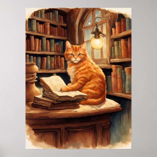 Bibliothekskatzenposter Poster (Vorne)