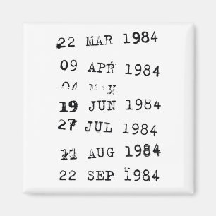 Bibliotheksstempel Fälligkeitsdatum 1984 Magnet