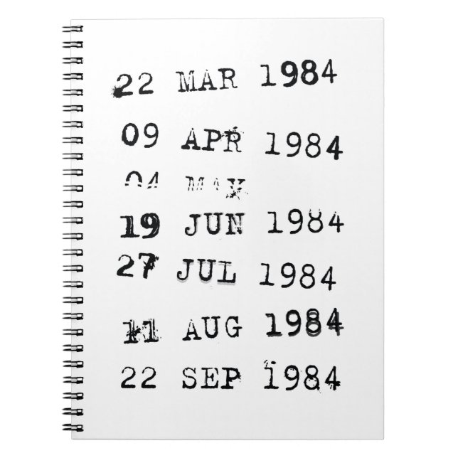 Bibliotheksstempel Fälligkeitsdatum 1984 Notizblock (Vorderseite)