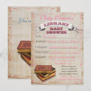 Bibliothèque Livre Bébé Douche Invitations